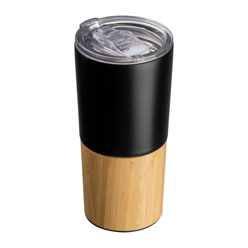 Black Bamboo & Stainless Steel Tumbler - 500ml Travel Coffee Mug